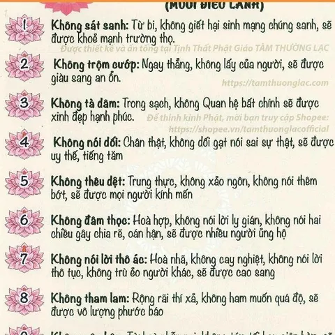 TO498 tờ chú Thập Thiện Nghiệp (10 điều lành) 1 mặt plastic siêu đẹp  2 SIZE A4 VÀ A3 ÉP PLASTICS