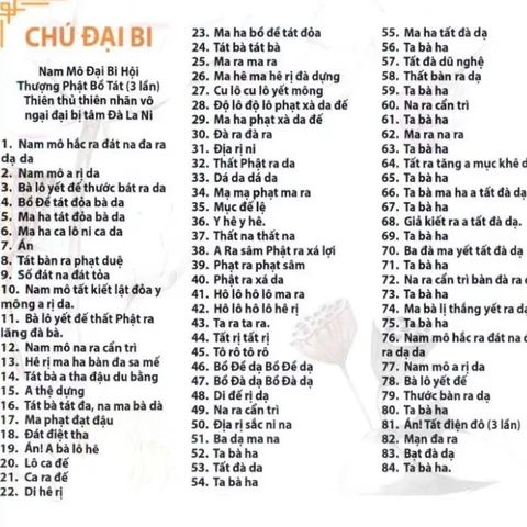 TO24 tờ Chú Đại Bi 1 mặt ép plastic cực đẹp  2 SIZE A4 VÀ A3 ÉP PLASTICS