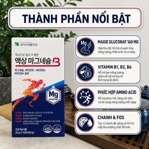 [Nature Life Health] Nước Bổ Sung Magie Vitamin B Energy Boost
