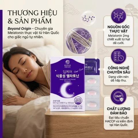 [Beyond Origin] Viên Hỗ Trợ Giấc Ngủ Tự Nhiên Melatonin DeepCare 840088