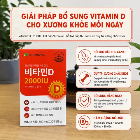 [Nature Life Health] Viên Bổ Sung Vitamin D 2000IU