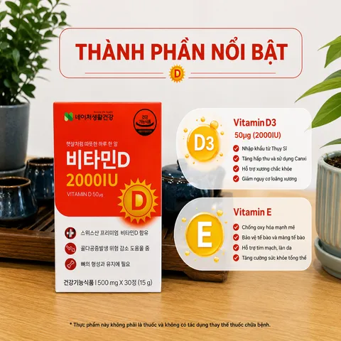 [Nature Life Health] Viên Bổ Sung Vitamin D 2000IU