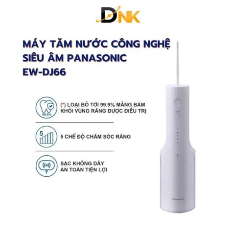 Máy Tăm Nước Siêu Âm Panasonic EW-DJ66 Chính Hãng – Loại Bỏ 99,9% Mảng Bám, 5 Mức Áp Lực Nước