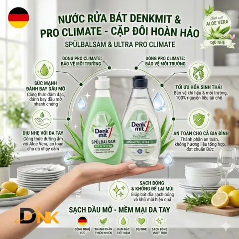 Nước Rửa Bát Denkmit Aloe Vera 500ml — Hàng Đức Chính Hãng, Dịu Nhẹ Da Tay