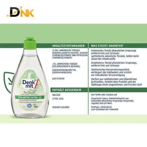 Nước Rửa Bát Denkmit Aloe Vera 500ml — Hàng Đức Chính Hãng, Dịu Nhẹ Da Tay