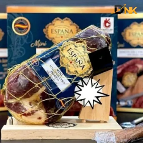 Đùi Heo Muối Mini Jamón Ibérico 1kg, Lợn Đen Tây Ban Nha – Set Dao + Giá Đỡ – Chuẩn Iberico 24 Tháng