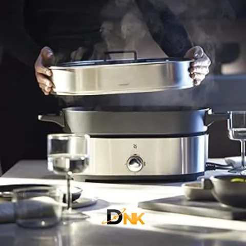 Nồi Lẩu & Hấp 2 Trong 1 WMF Lono Hot Pot Steam Đức – Cromargan®, Lẩu 2 Ngăn, Công Suất 1750W