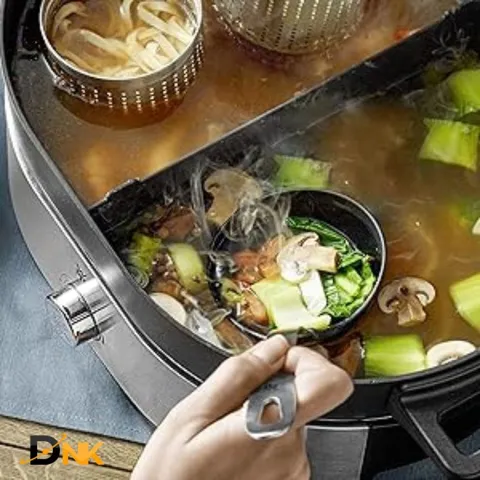 Nồi Lẩu & Hấp 2 Trong 1 WMF Lono Hot Pot Steam Đức – Cromargan®, Lẩu 2 Ngăn, Công Suất 1750W