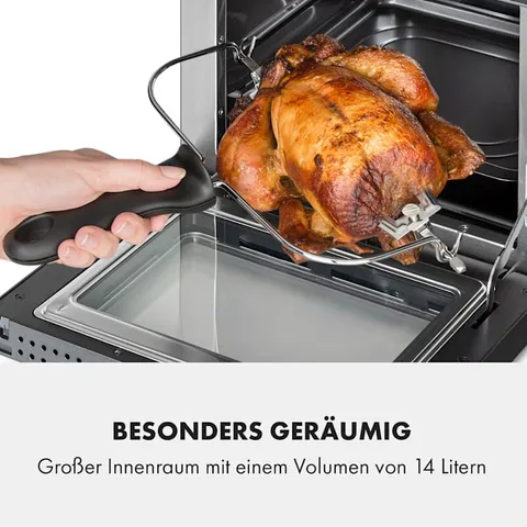 Nồi Chiên Không Dầu Klarstein 14L AeroVital Cube Chef Hot Air Fryer, 1700W, Thép Không Gỉ Nhập Đức 840181