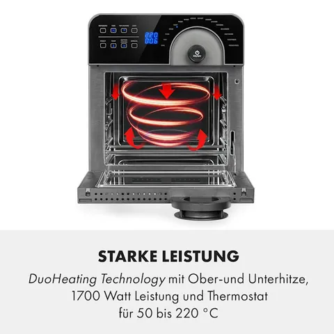 Nồi Chiên Không Dầu Klarstein 14L AeroVital Cube Chef Hot Air Fryer, 1700W, Thép Không Gỉ Nhập Đức 840181