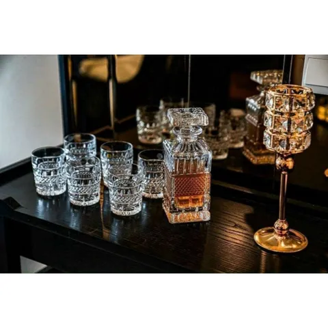 🇩🇪BỘ BÌNH & 6 CỐC WHISHEY BOHEMIA BRITTANY - Made in Czech
