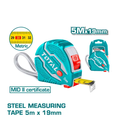 THƯỚC CUỘN THÉP TOTAL TMT126051 5M X 19MM – NHỎ GỌN, DỄ DÙNG