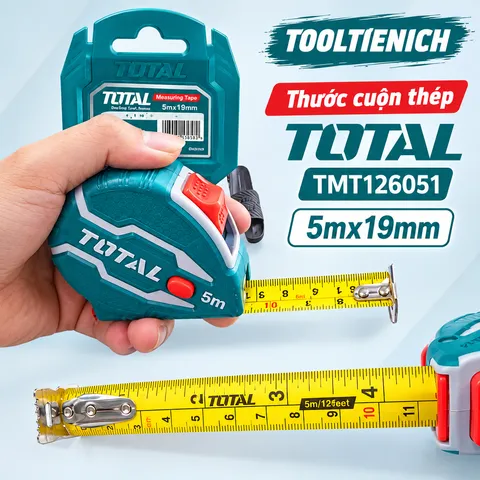THƯỚC CUỘN THÉP TOTAL TMT126051 5M X 19MM – NHỎ GỌN, DỄ DÙNG