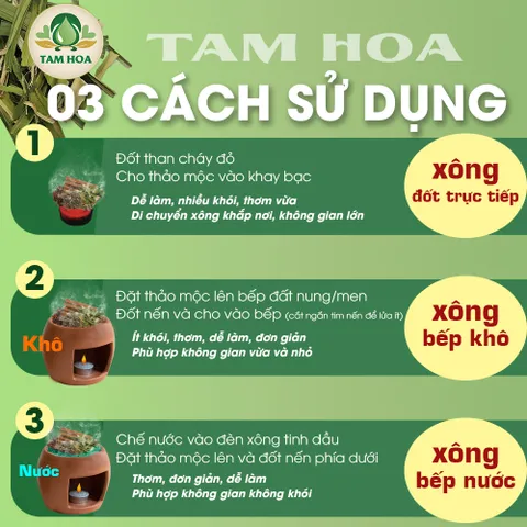 Gói Xông Nhà 8 loại nhỏ Thảo Mộc Tịnh Tâm, Thanh Tịnh Tam Hoa giúp thư giãn, an nhiên, thiền định