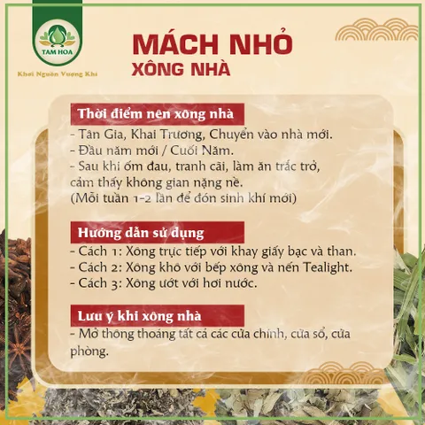 Gói Xông Nhà 8 loại nhỏ Thảo Mộc Tịnh Tâm, Thanh Tịnh Tam Hoa giúp thư giãn, an nhiên, thiền định