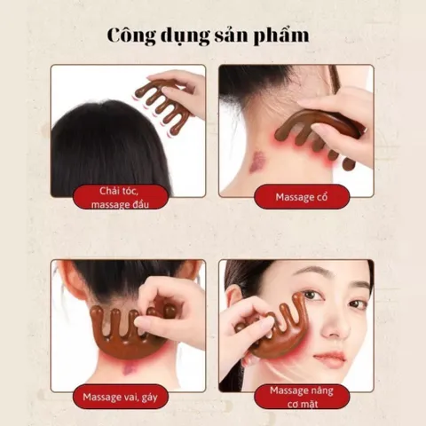 Mắt Lược Massage Nhỏ Da Đầu Bộ 2 Lược Massage Da Đầu Cho Tóc, Lược Gỗ Đàn Hương