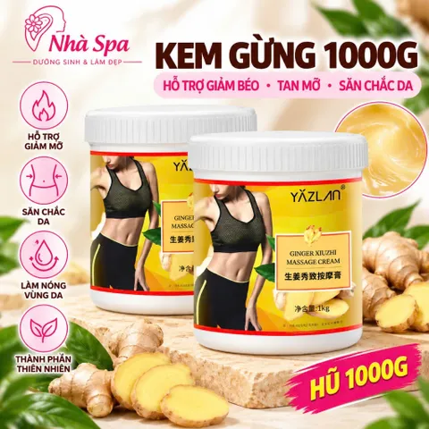 Kem Gừng Tan Mỡ Giảm Béo Hộp 300g, 1000g Thảo Dược Thiên Nhiên Đốt Cháy Mỡ Thừa Hiệu Quả