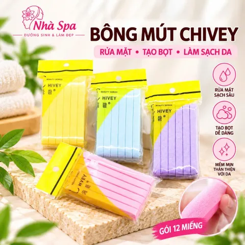 (1 gói nhỏ) Bông mút nở - bọt biển rửa mặt. Bông mút hàng chuẩn loại 1. Mút nở Chivey gói 12 miếng