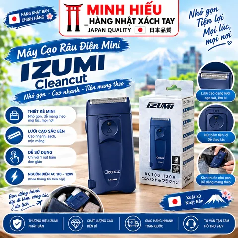 Máy Cạo Râu Điện IZUMI Cleancut Nhật Bản – Mini Cầm Tay, Gọn Nhẹ, Tiện Dụng Hằng Ngày