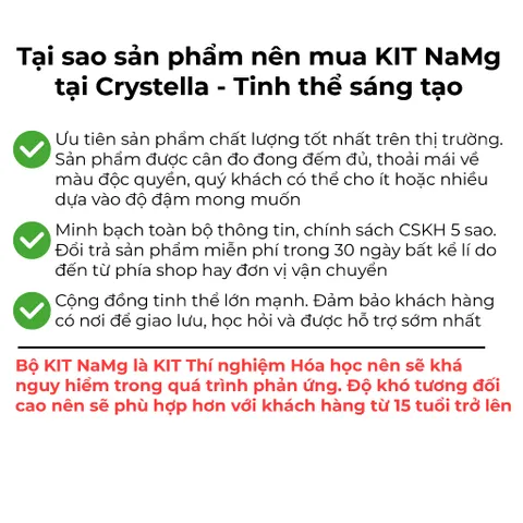 [NaMg] Bộ KIT Nuôi Tinh Thể NaMg Trắng Trong Suốt Crystella