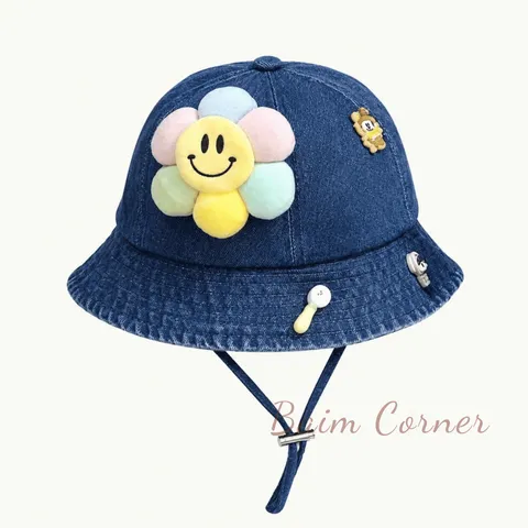 BaimCorner/Mũ Tai Bèo Gấu Smile Cho Bé 3-5 Tuổi Chất Liệu Denim Mềm