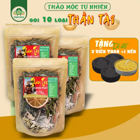 Gói Xông Nhà 10 Loại Thảo Mộc đón Thần Tài Tam Hoa giúp sinh sôi tài lộc, khởi vận năng lượng