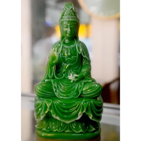 Tượng ngài quan thế âm Bồ tát ngồi cao 18cm composite 840437