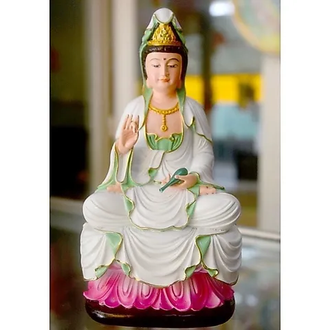 Tượng ngài quan thế âm Bồ tát ngồi cao 18cm composite 840437