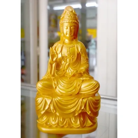 Tượng ngài quan thế âm Bồ tát ngồi cao 18cm composite 840437