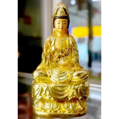 Tượng ngài quan thế âm Bồ tát ngồi cao 18cm composite 840437