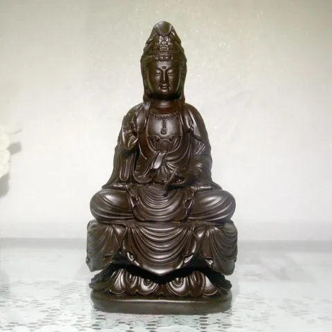Tượng ngài quan thế âm Bồ tát ngồi cao 18cm composite 840437
