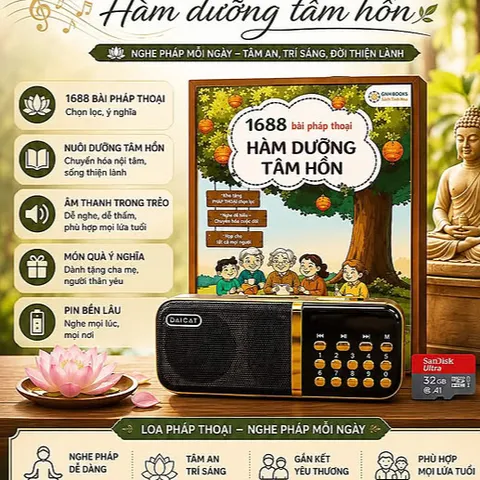 LOA PHÁP THOẠI 2 PIN - NUÔI DƯỠNG TÂM HỒN  1688 bài thẻ 32gb