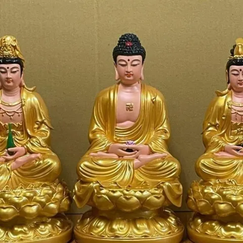 MÀU TRẮNG, Tôn tượng Tây Phương Tam Thánh 30cm cực đẹp 3 tượng 840485