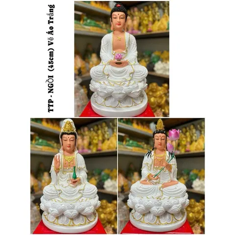 Bộ Ta Bà Tam Thánh, Tam Thế Phật cao 45cm chất liệu poly hàng đẹp 840487