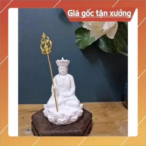 Tượng Địa Tạng Vương Bồ Tát 12cm chất liệu bột đá tự nhiên -  Tượng Địa Tạng nhỏ để xe st55 840488