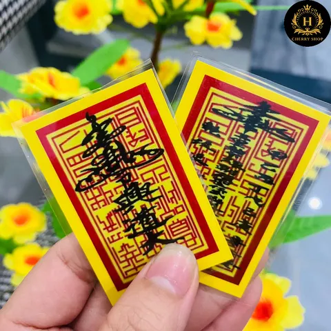 100 thẻ ấn vàng bình an, may mắn - ấn nhà trần ép plastic bền đẹp