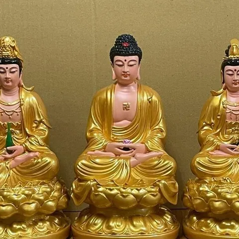 Tôn tượng Tây Phương Tam Thánh 30cm cực đẹp 3 tượng MÀU VÀNG 840502