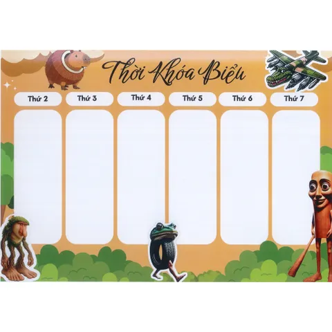 TỜ THỜI KHÓA BIỂU A4 ÉP PLASTIC - SIZE A4, sử dụng nhiều lần