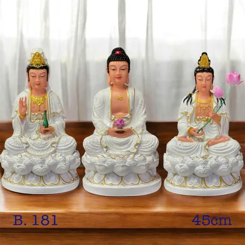 Bộ Tôn Tượng Tam Thánh Ngồi 45cm Gồm A Di Đà, Quan Thế Âm, Đại Thế Chí Composite 2 màu 840532