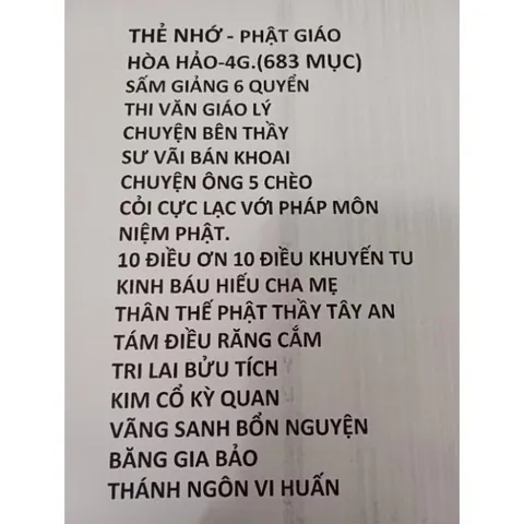 [PHẬT GIÁO HÒA HẢO] Thẻ Nhớ 4G Chép Sẵn 683 Bài Kinh Phật, Niệm Phật, Các Bài Sấm Giảng, Học Phật Tu Nhân 840568