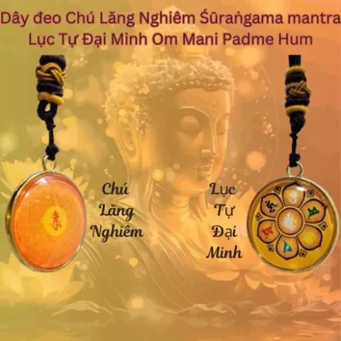 Dây đeo chú Lăng Nghiêm và Lục Tự Đại Minh (Om Mani Padme Hum) MẶT ĐÁ, DÂY VẢI 840598