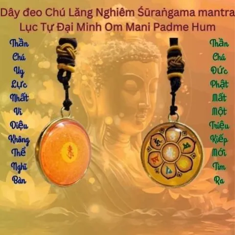 Dây đeo chú Lăng Nghiêm và Lục Tự Đại Minh (Om Mani Padme Hum) MẶT ĐÁ, DÂY VẢI 840598