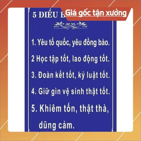 TỜ DÁN A3 - A4 BẢNG 5 ĐIỀU BÁC HỒ DẠY – BẢNG BIỂU LỚP HỌC NHIỀU MẪU - CÓ KEO DÁN