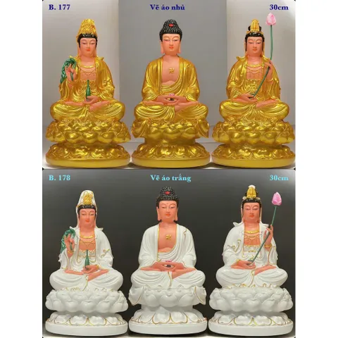 TƯỢNG A DI ĐÀ NGỒI TRẮNG COMPOSITE  30CM 840613