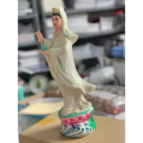 Tượng quan thế âm đứng trắng 35CM ĐẤT NUNG 840615