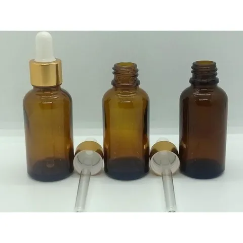 COMBO 10  Chai chiết mĩ phẩm 30ml, chai chiết serum 50ml, chai chiết tinh dầu 100ml nâu, nút đen trắng 840618