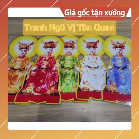 Bộ tranh ngũ vị tôn quan cao 40cm ép plastic 840630