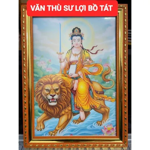 Khung  Tranh VĂN THÙ SƯ LỢI BỒ TÁT size 25cm x 35cm 840639