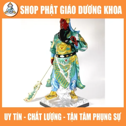 Tượng Quan Công Quan Vân Trường đứng vẽ sắc màu gốm sứ tuyệt đẹp - Cao 40cm 840691