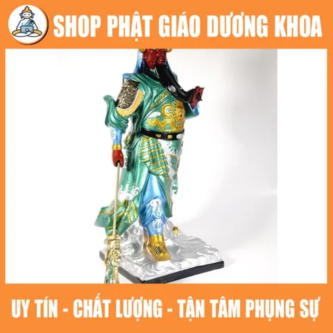 Tượng Quan Công Quan Vân Trường đứng vẽ sắc màu gốm sứ tuyệt đẹp - Cao 40cm 840691